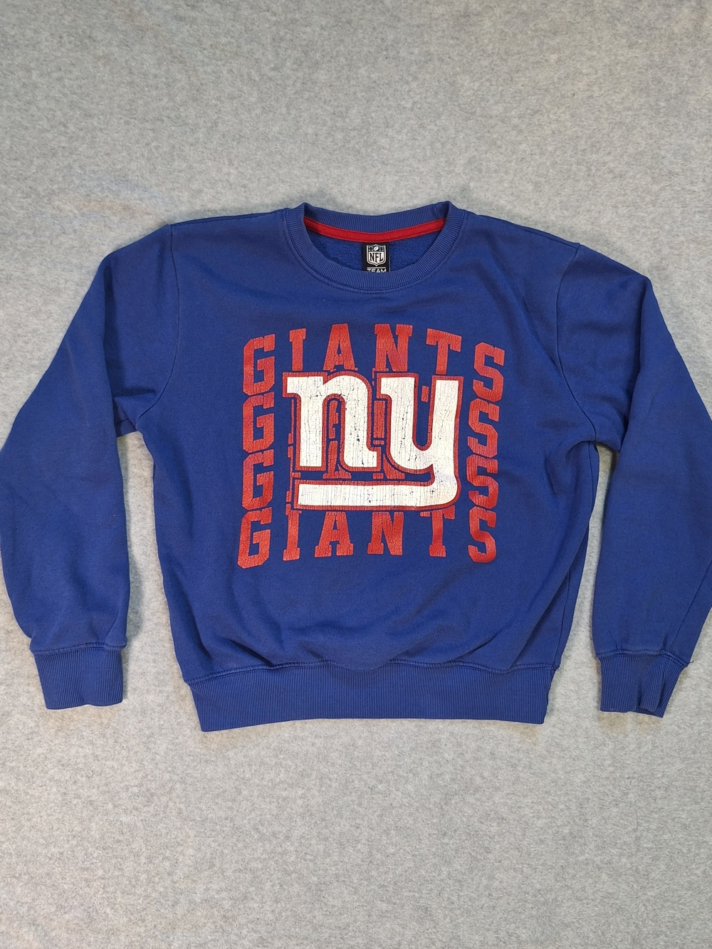 NFL Blue Crewneck Sweatshirt with Red & White New York Giants Logo Size S